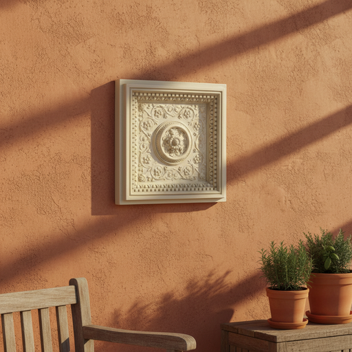 Coffered Ceiling Tile Outdoor Plaque (24.0 - Inch) Side Angle