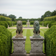 Sitting Lion Garden Statue (24 - Inch) Side Angle