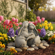Hugging Bunnies Garden Statue (10.82 - Inch) Side Angle