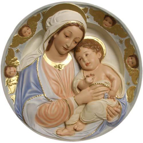 Madonna and Child Round Plaque Outdoor/Indoor Statue
