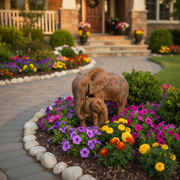 Bull Elephant Calf Garden Statue (15 - Inch) Side Angle