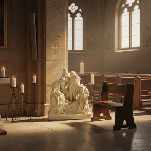Jesus Is Buried Religious Statue (22 - Inch) Side Angle