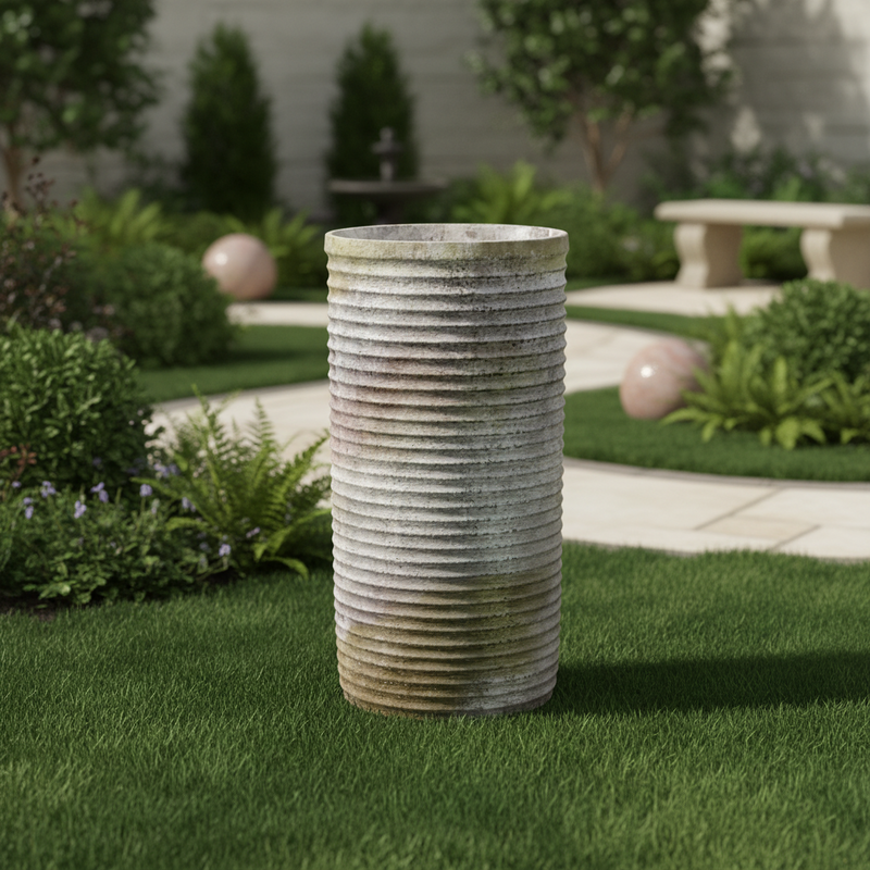 Archangel Ribbed Cylinder Outdoor Statue (44-Inch)