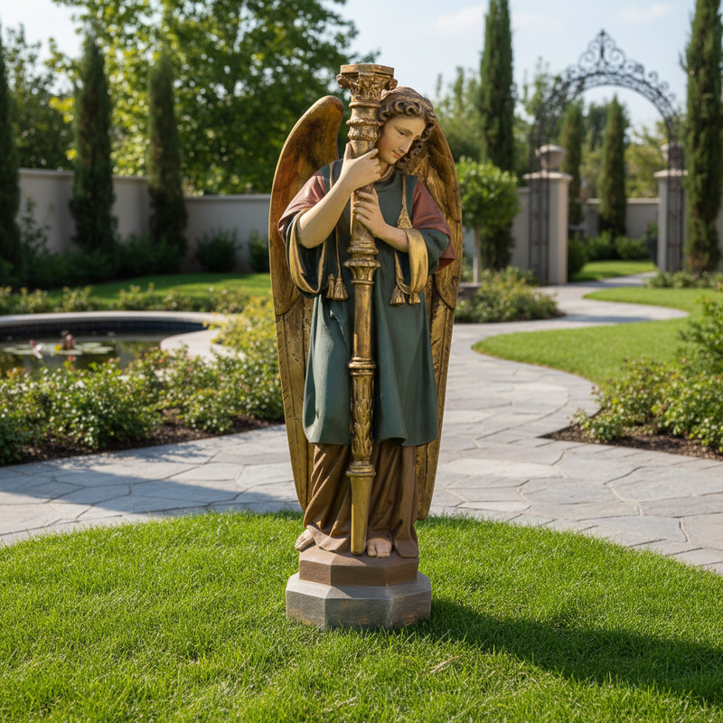 Large Winged Angel with Candlestick (52-Inch)