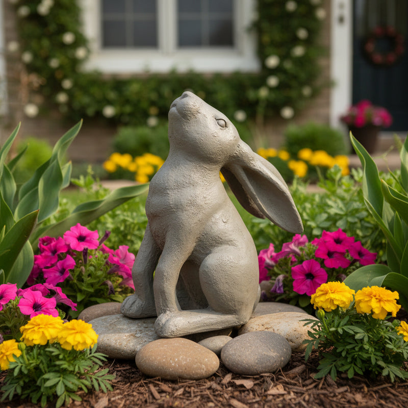 Rabbit Garden Statue (13.64 - Inch) Side Angle