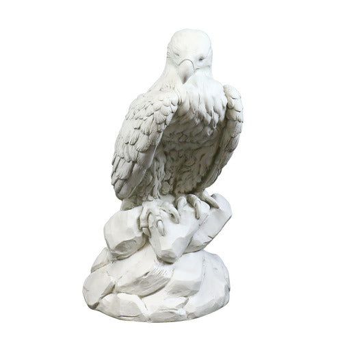 Eagle sculpture perched on rocky base, featuring classical old world European and Renaissance-inspired ornate detailing.