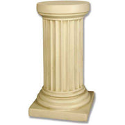 Classical Greek fluted column pedestal with ornate base and capital, featuring old world European architectural style.