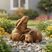 Bunnies Garden Statue (9.41 - Inch) Side Angle