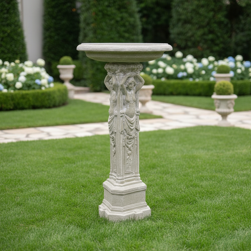 Lowe Caryatid Birdbath Statue (48 - Inch) Side Angle