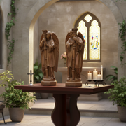 Set of Large Winged Guardian Angels with Candleholder Outdoor Statue (27 - Inch) Side Angle