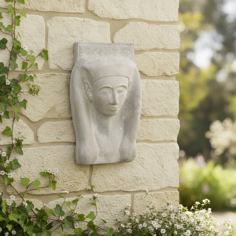 Egyptian Artifact Mask Statue (23 - Inch) Side Angle