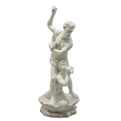 Classical Greek-style statue depicting a bearded man raising his arm above a kneeling figure on an ornate pedestal.