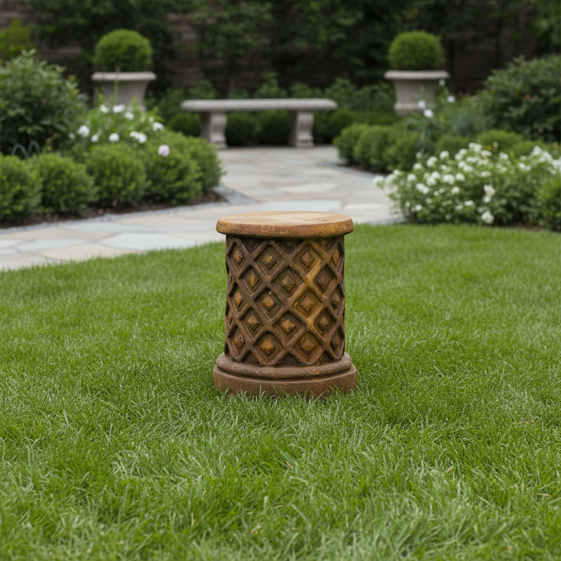 Lattice Riser Outdoor Statue (13 - Inch) Side Angle