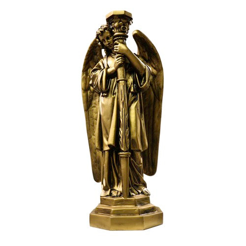 Angel Holding Ornate Candlestick Garden Statue (27-Inch)
