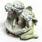 Three Cherub Birdfeeder Statue (13 - Inch) Side View