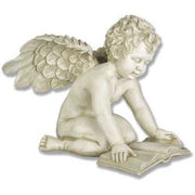 Winged Cherub With Book Outdoor Statue (15 - Inch)