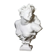 Bust of a smiling woman with laurel wreath, draped garment, and ornate detailing in classical Baroque style.
