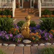 Foo Dog Garden Statue (22 - Inch) Side Angle