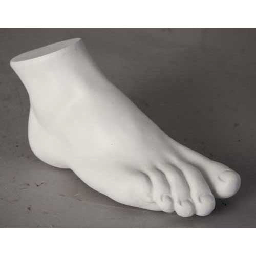 Classical Greek-style sculpted foot with smooth, detailed contours and realistic anatomical features. Side Angle