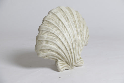 Scallop shell with ornate, old world European detailing and classical ribbed design, evoking Renaissance and Baroque elegance. Different Angle