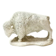 Buffalo sculpture with detailed fur texture, classical old world European style, standing on an ornate base
