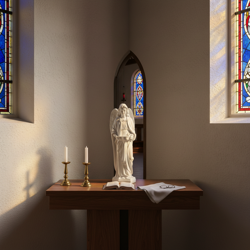 Large Winged Ceremonial Angel with Bowl Outdoor Statue (25-Inch)