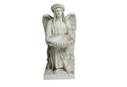 Kneeling Angel With Shell Bowl Outdoor Statue (19 - Inch)