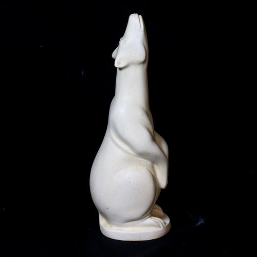 Howling wolf statue with smooth, classical lines and subtle old world European sculptural details Other Angle