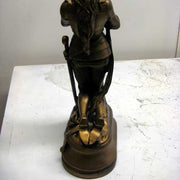 Kneeling medieval knight in ornate armor, hands clasped in prayer, classical old world European style with Gothic detailing. Different Angle