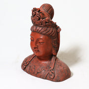 Buddha bust with serene expression, ornate headdress, and classical Asian sculptural details in a traditional style Side View