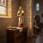 Queen of Heaven with Jesus Statue (42 - Inch) Side Angle