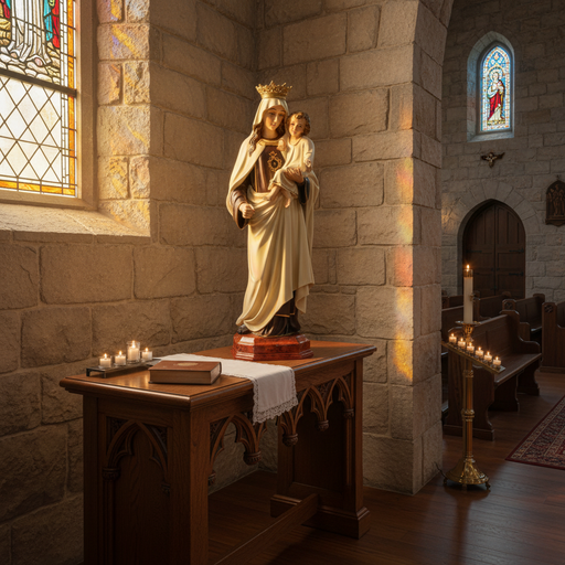 Queen of Heaven with Jesus Statue (42 - Inch) Side Angle