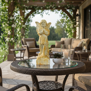 Winged Cherub Outdoor Statue (19 - Inch) Side Angle