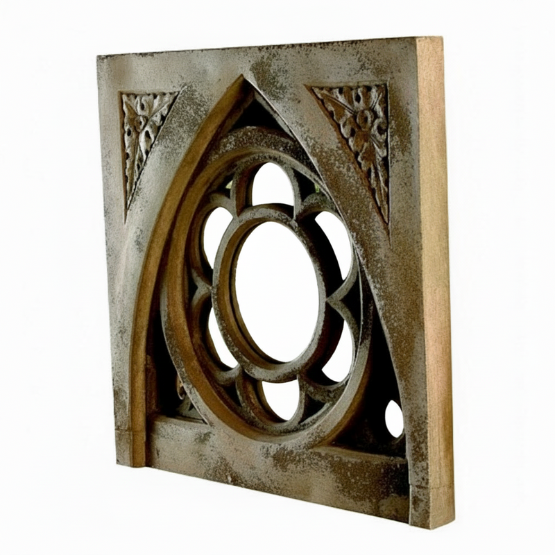 Oak Leaf Tracery Mirror Glass Outdoor/Indoor Statue