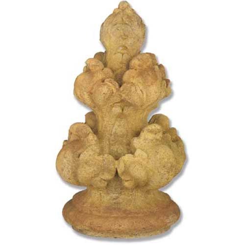 Ornate old world European finial with classical Baroque detailing and sculpted acanthus leaf motifs on a rounded base.