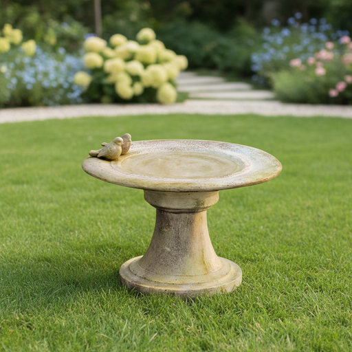 Giannola Birdbath W Finches Statue (22 - Inch) Side Angle