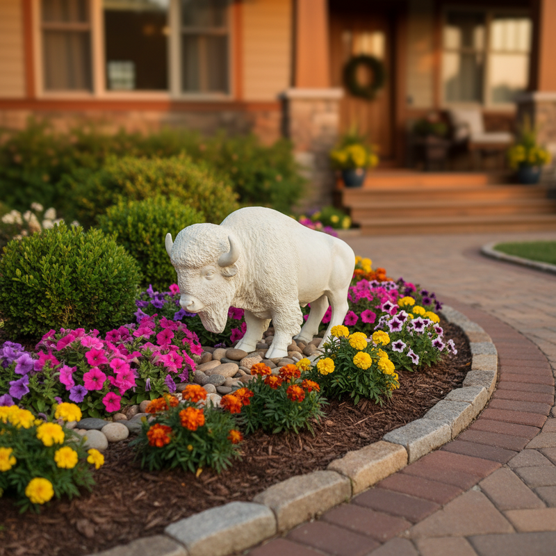 Buffalo Cow Garden Statue (21 - Inch) Side Angle