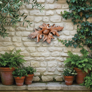 Berries in Flower Leaves Outdoor Statue (13 - Inch) Side Angle