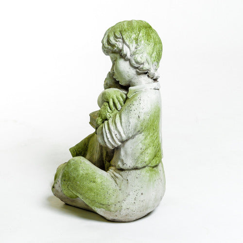 Boy W Kitten Book Statue (17 - Inch) Different Angle
