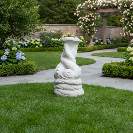 Twisted Dolphin Outdoor Statue (18 - Inch) Side Angle