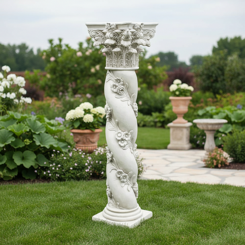 Twisted Rose Pedestal Statue Bf (39 - Inch) Side Angle
