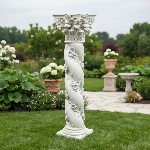 Twisted Rose Pedestal Statue Bf (39 - Inch) Side Angle