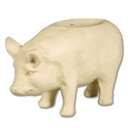 Pig-shaped planter with classical old world European style, featuring smooth, rounded contours and subtle, ornate detailing.