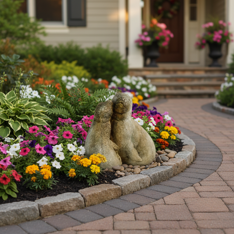 Seal Cub Garden Statue (10 - Inch) Side Angle