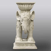 Elephant pedestal with ornate Baroque detailing, classical motifs, and old world European decorative accents. Additional Angle