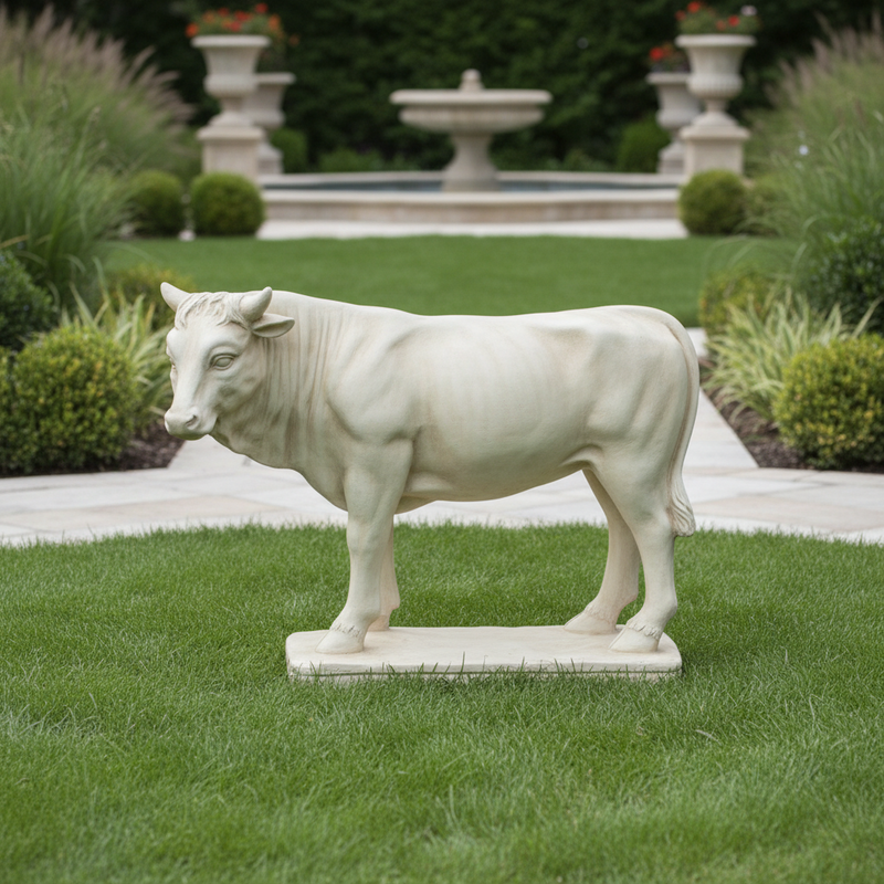 Oxen Garden Statue (15.5 - Inch) Side Angle