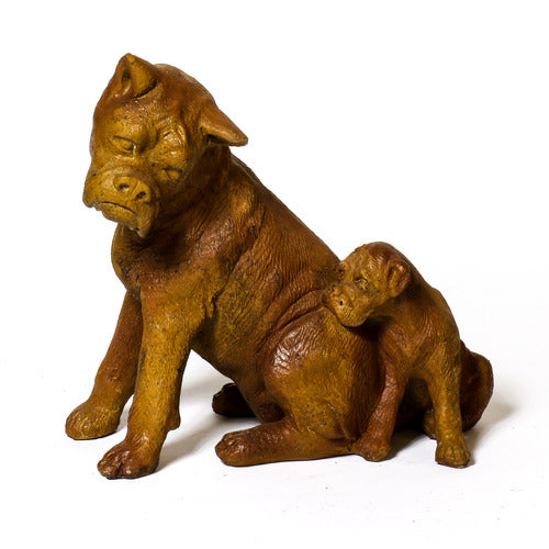 Boxer Dog and Pup Garden Statue (13.5 - Inch) Different Angle