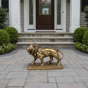 Walking Lion Garden Statue (7 - Inch) Side Angle