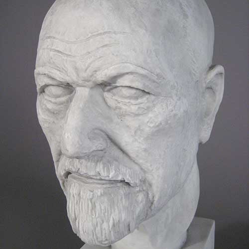 Freud Head on Block Bust Display Decor (14 - Inch) Side View