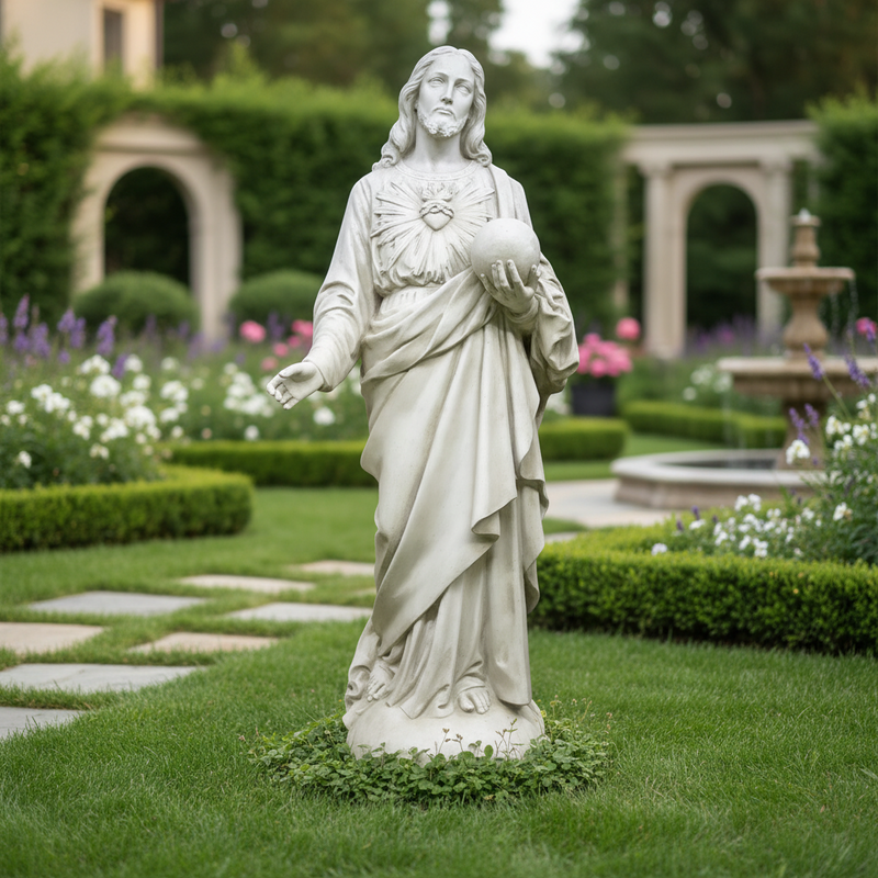 Sacred Heart of Jesus Religious Statue (62 - Inch) Side Angle